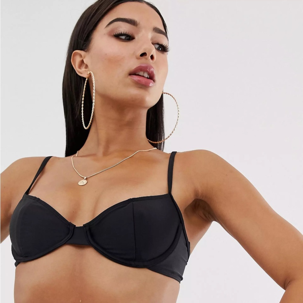 Missguided - mix and match balcony bikini top in black (US 6 / UK 10)